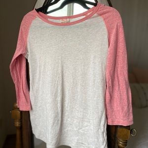 White & Pink Baseball Tee